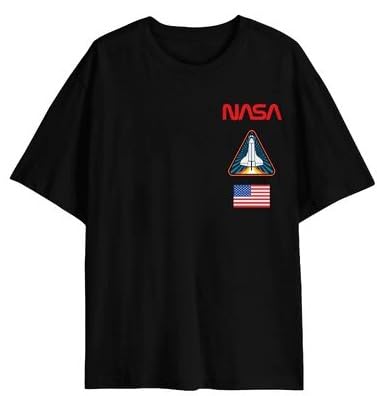 NASA Logo Graphics on Men's Black Short Sleeve Tee