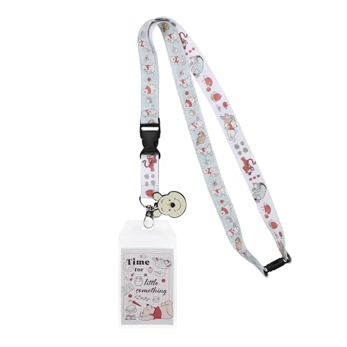 Winnie the Pooh Time For A Little Something 22-inch Lanyard with Clear ID Sleeve and Rubber Charm