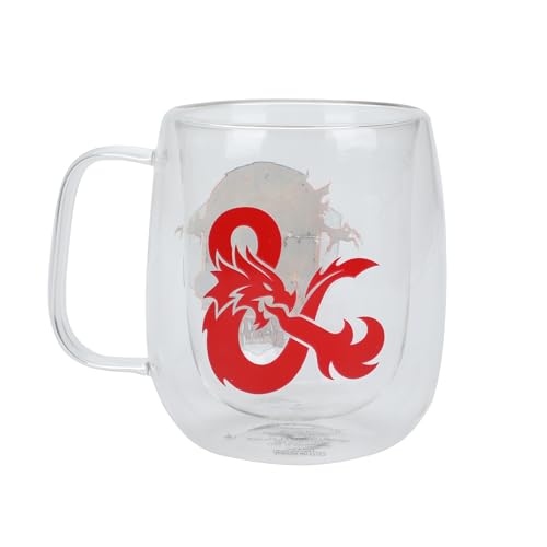 Dungeons & Dragons Ampersand & Red Dragon Double Wall Glass Mug - 11oz