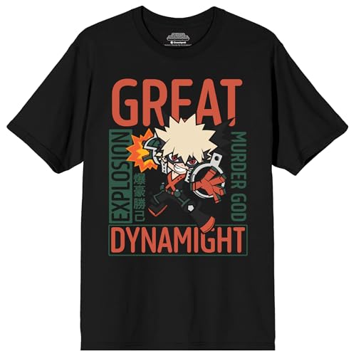 My Hero Academia Great Dynamight Adult Black Crew Neck Short Sleeve T-shirt