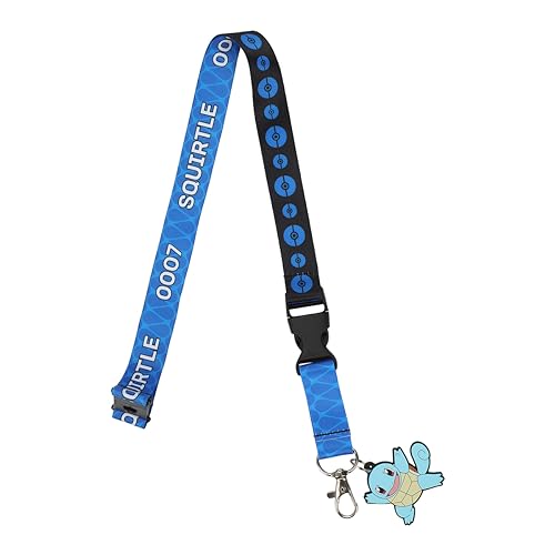 Pokemon Squirtle Blue Kanto Region Lanyard With Rubber Charm And ID Sleeve