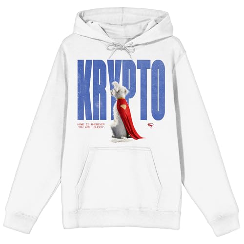 Supergirl Movie (2026) Krypto Home Is Wherever You Are Buddy Men’s White Long Sleeve Hooded Sweatshirt