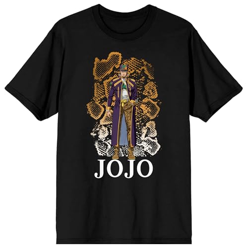 Jojo's Bizarre Adventure Jotaro Kujo, Snake like pattern in Gradient, Logo text on Black Adult T-Shirt
