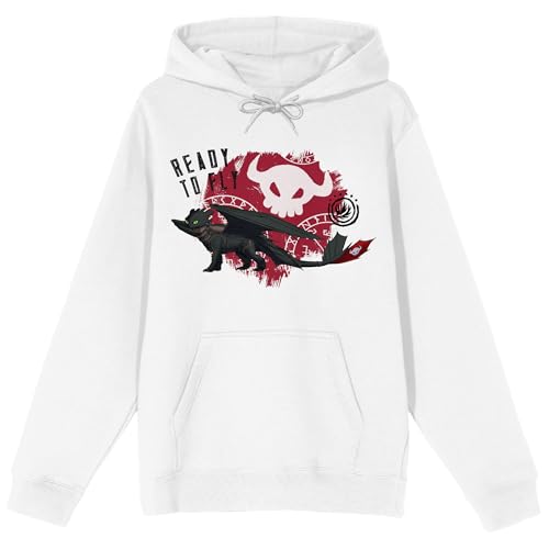 How to Train Your Dragon Night Fury Toothless, Ready to Fly, Vikings badge on White Adult Hoodie