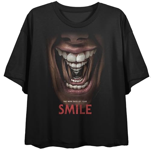 Smile The New Face Of Fear Key Art Crew Neck Short Sleeve Women's Black Crop Top