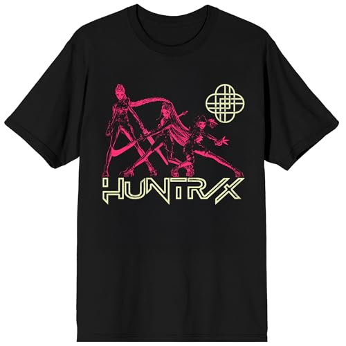 KPop Demon Hunters Huntrix Line Up on Black Short Sleeve Adult T Shirt
