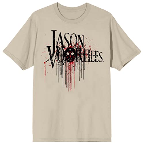 Friday The 13th Jason Voorhees Chest Print Crew Neck Short Sleeve Pelican Men's T-shirt