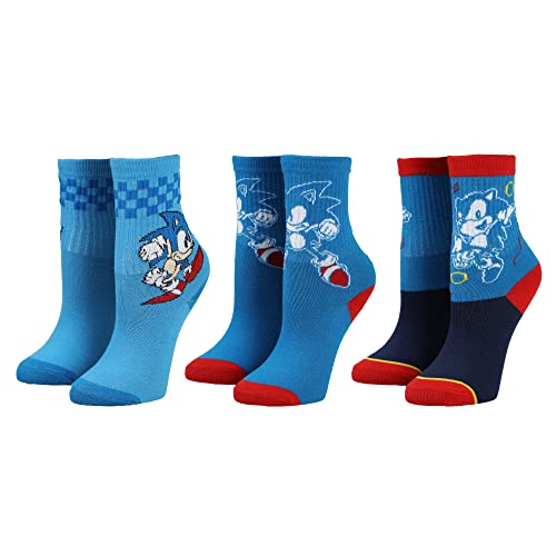 Sonic The Hedgehog Character Casual Crew Socks for Boys 3-Pack