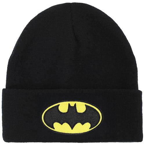 Batman Logo Embroidery Black Acrylic Knit Standard Cuff Beanie