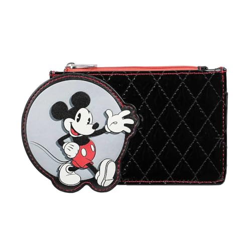 Disney Mickey Mouse Character Circle Black Quilted Card Wallet