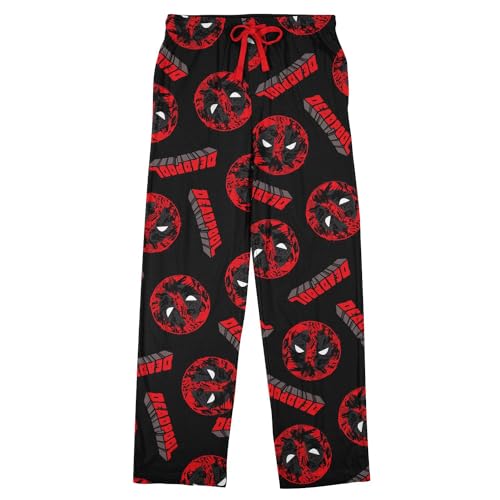 Deadpool Repeat Name & Logo Men's Black Sleep Pajama Pants
