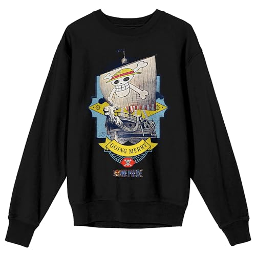 One Piece (Live Action) Going Merry Pirate Ship Adult Black Crew Neck Sweatshirt