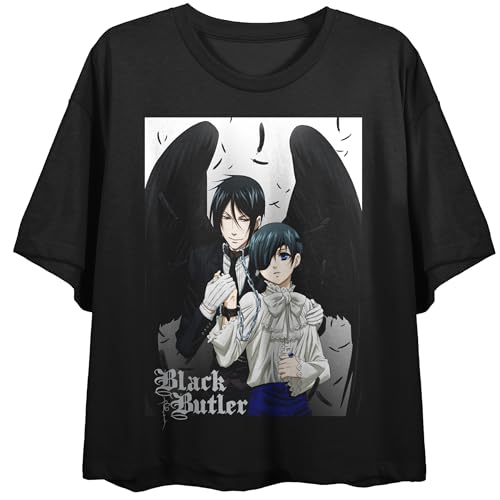 Black Butler Key Art Crew Neck Short Sleeve Gray Heather Women's Crop Top