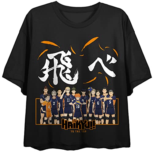 Haikyu Season 4 Karasuno Team & Kanji Motto Juniors Black T-shirt