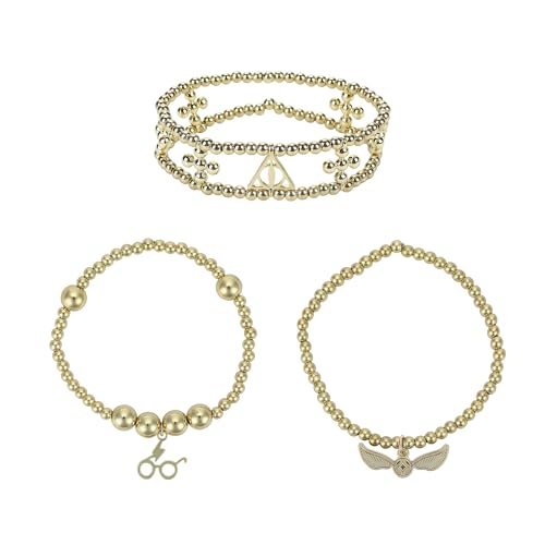 Harry Potter Deathly Hallows and Snitch 3 Pack Adult Bracelet Set