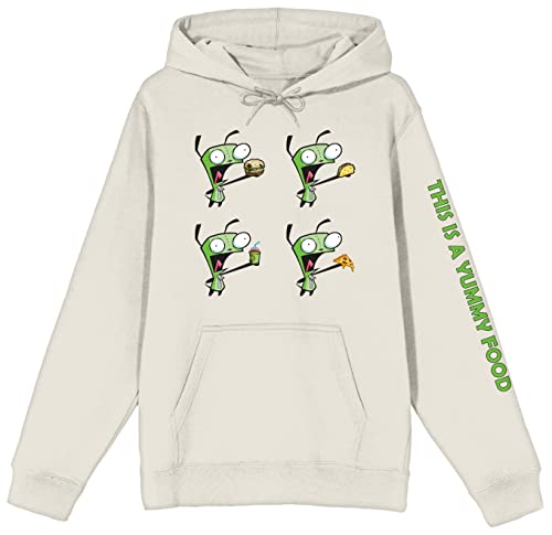 Invader Zim Gir Eating Snacks Men's Natural Hoodie