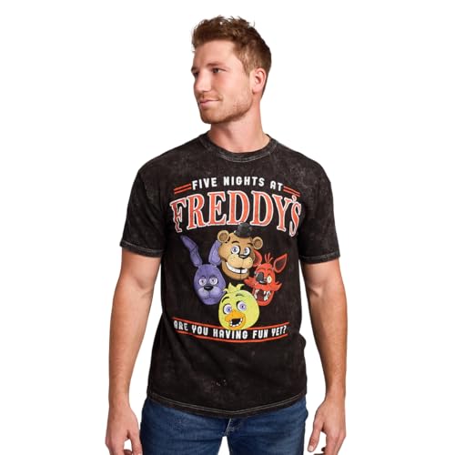 Five Nights At Freddy's Having Fun Yet Adult Black Mineral Wash Crew Neck Short Sleeve Unisex T-shirt