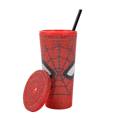 Spider-Man Mask & Logo Red 24 Oz Rhinestone-Studded Plastic Cup