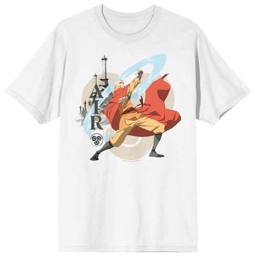 Avatar: The Last Airbender Aang Airbending Adult White Crew Neck Short Sleeve T-shirt