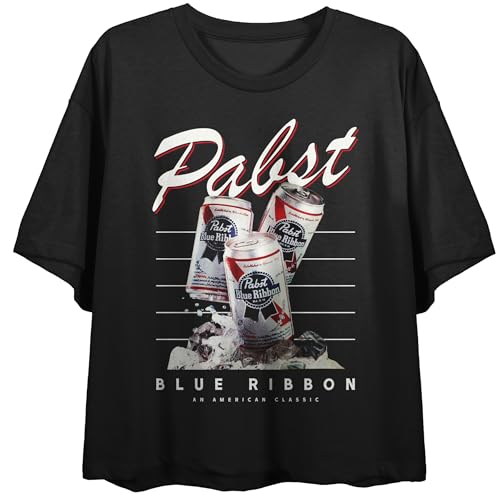 Pabst Blue Ribbon Ice Cold Cans Women's Black Crop Tee