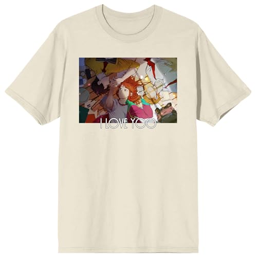 I Love Yoo Characters Lying Down Crew Neck Short Sleeve Natural Adult T-shirt