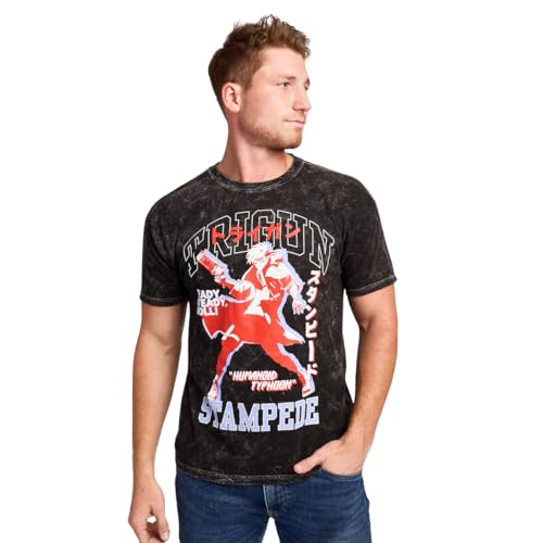 Trigun Stampede Vash Humanoid Typhoon Men's Black Mineral Wash Oversized Crew Neck Short Sleeve T-shirt