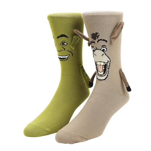 Shrek & Donkey Women's Crew Socks With 3D Arms-OSFA