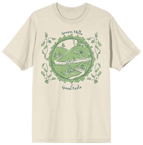 Lord Of The Rings Green Hills & Good Feels Adult Natural Crew Neck Short Sleeve T-shirt