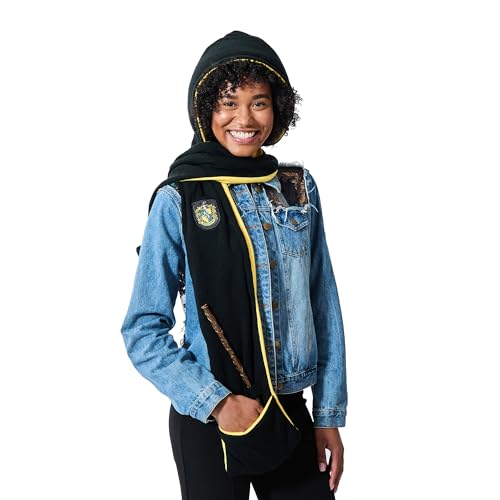 Harry Potter Hufflepuff Crest Black & Yellow Snood With Wand Pocket
