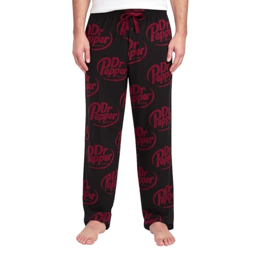 Dr Pepper Logo All-Over Print Men's Black Sleep Pajama Pants
