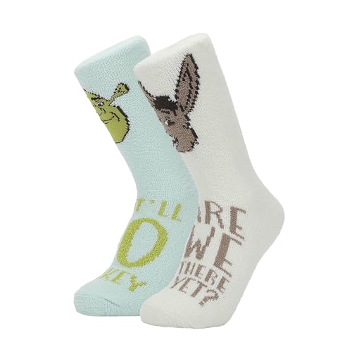 Shrek Shrek And Donkey Womens Chenille Cozy Crew Socks