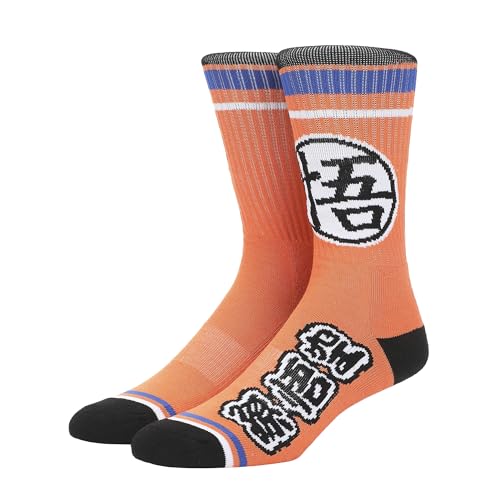 Dragon Ball Super Kanji Men's Orange Athletic Crew Socks
