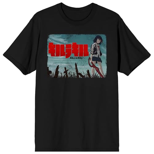 Kill La Kill Ryuko Matoi Logo Adult Black Crew Neck Short Sleeve T-shirt