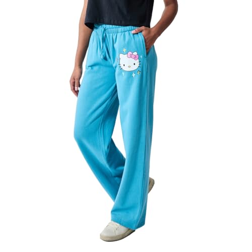 Hello Kitty Stars Women's Blue Straight Leg Sweatpant Joggers