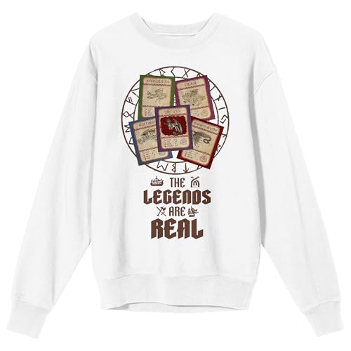 How To Train Your Dragon The Legends Are Real Dragon Cards Adult White Crew Neck Long Sleeve Sweatshirt