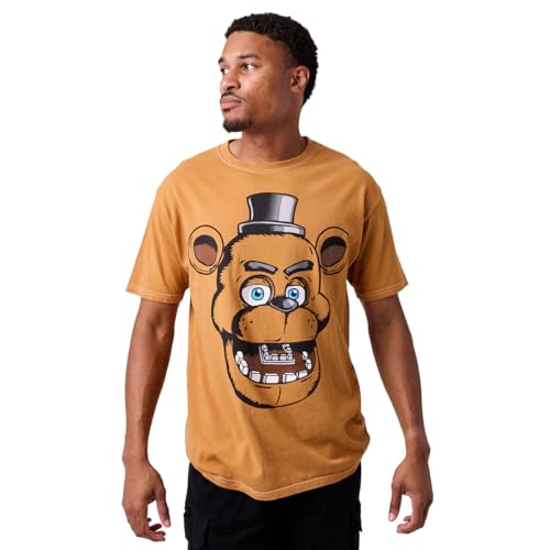Five Nights At Freddy's Freddy Face Men's Brown Spiral Tie-Dye Crew Neck Short Sleeve T-shirt