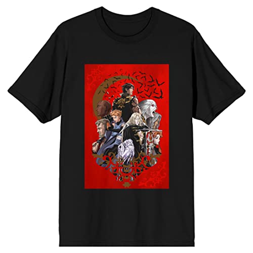 Castlevania Characters in Red Men's Black Graphic Tee