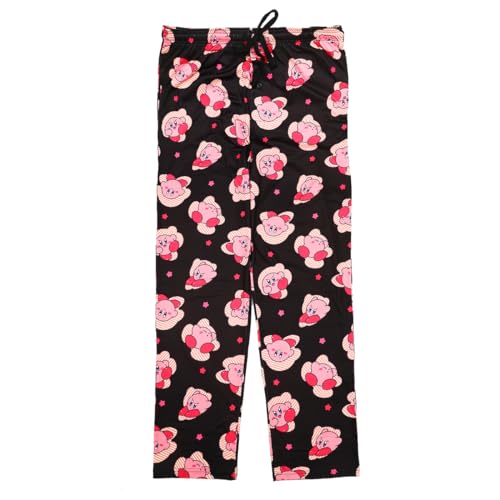 Kirby Character Poses and Stars Men's Black Sleep Pajama Pants