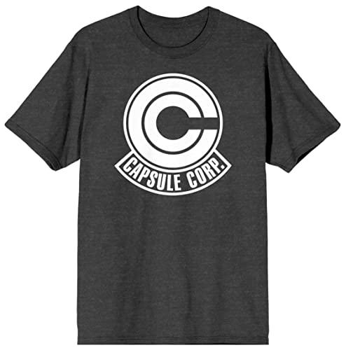 Mens Dragon Ball Z Anime Capsule Corp Symbol Charcoal Graphic Tee