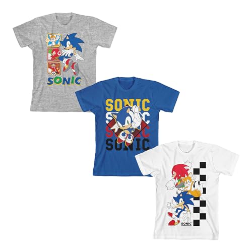 Sonic The Hedgehog 3-Pack Boy's Crew Neck Short Sleeve T-shirt Combo Set