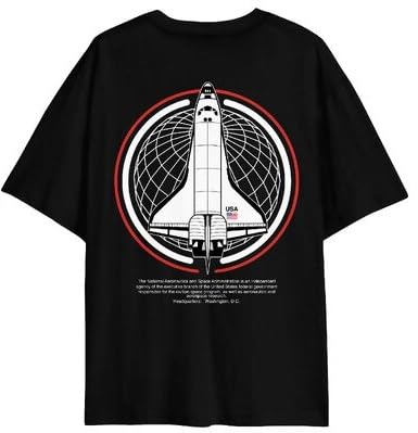 NASA Logo Graphics on Men's Black Short Sleeve Tee