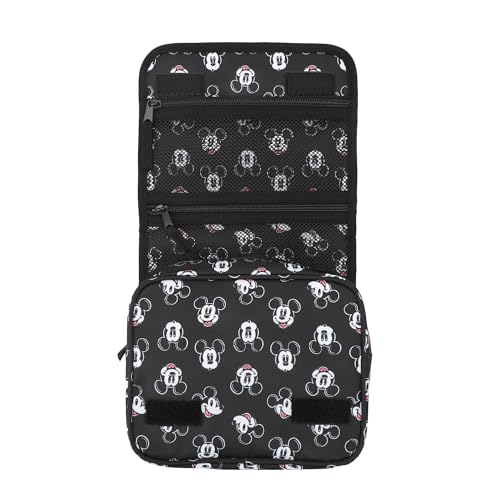 Disney Mickey Mouse Heads 6.5" Black Folding Hanging Toiletry Travel Bag