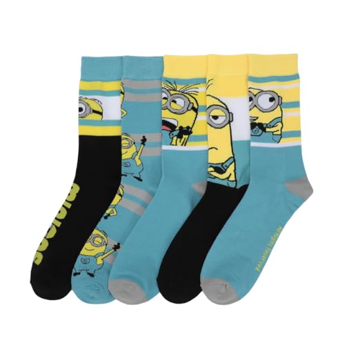 Minions Adult Crew Socks 5-Pack - Mischievous Fun For Your Feet!