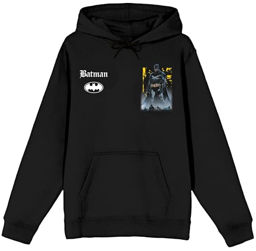 Batman Heroic Pose Oversized Graphic Men's Black Long Sleeve Hooded Sweatshirt