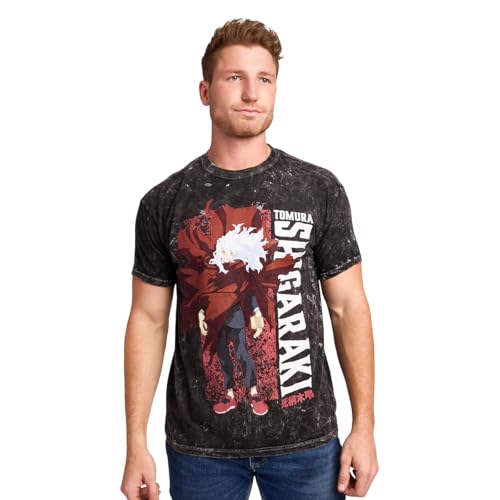 My Hero Academia Tomura Shigaraki Men's Black Mineral Wash Oversized Crew Neck Short Sleeve T-shirt