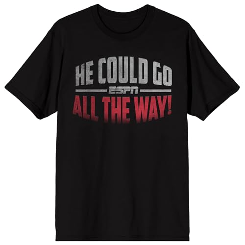 ESPN He Could Go All The Way!, Logo on Black Short Sleeve Adult T-Shirt
