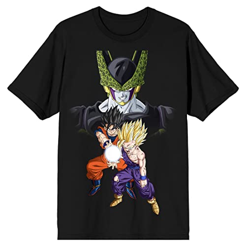 Dragon Ball Z Cell Goku and Gohan Men's Black T-shirt
