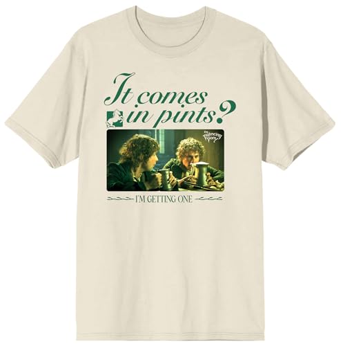 Lord Of The Rings It Comes In Pints? Adult Natural Crew Neck Short Sleeve T-shirt