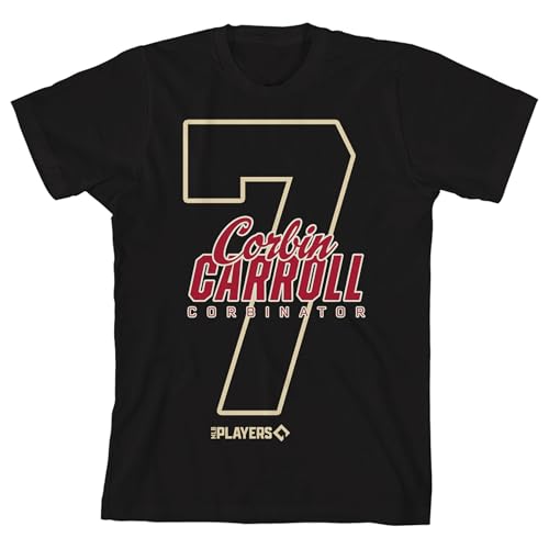 MLBPA Corbin Carroll 7 Youth Black Crew Neck Short Sleeve T-shirt