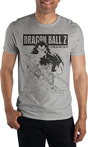 Dragon Ball Z Line Art and Logo Athletic Heather Grey Graphic Tee